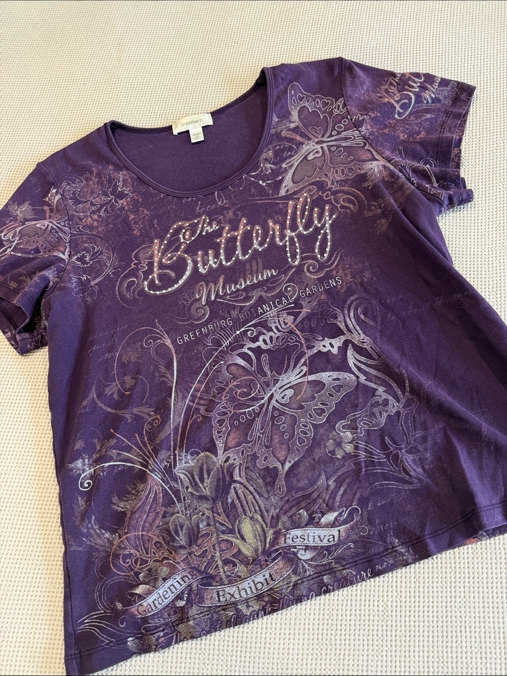 Dress Barn Purple Butterfly Museum Graphic Tee - Women's